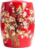 Ceramic Rice Storage Container, Large Ceramic Jar for Rice, Ceramic Rice Bucket with Lid Dispenser, Airtight Grain Storage Bin, Porcelain Kitchen Storage Box, Sealed Storage for Flour, Tea, Nuts(Red A