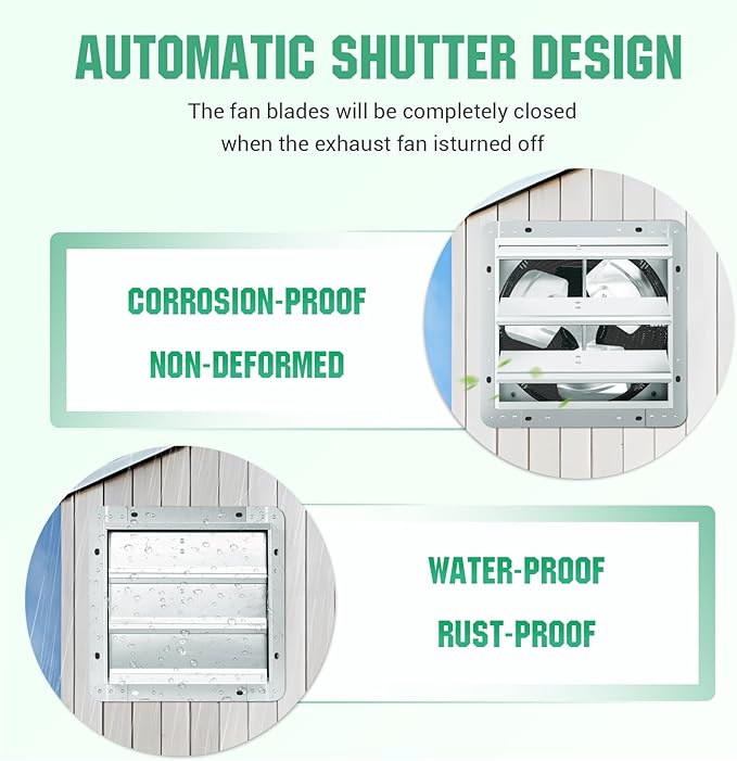 FAREAST 12 Inch Garage Exhaust Fan Wall Mounted, Automatic Shutter, Wall Exhaust Fan with Adjustable Speed Controller, 1130 CFM, for Barn, Shed, Chicken Coop, Greenhouse Ventilation (Silver)