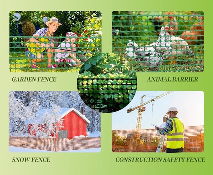 PotatoLife Plastic Mesh Fence Safety Fence, 2'x25' Roll with 50 Zip Ties, Resuable Temporary Netting for Garden Fencing, Construction, Snow Fencing, Animal Barrier, Poultry, Deer, Patio, Black