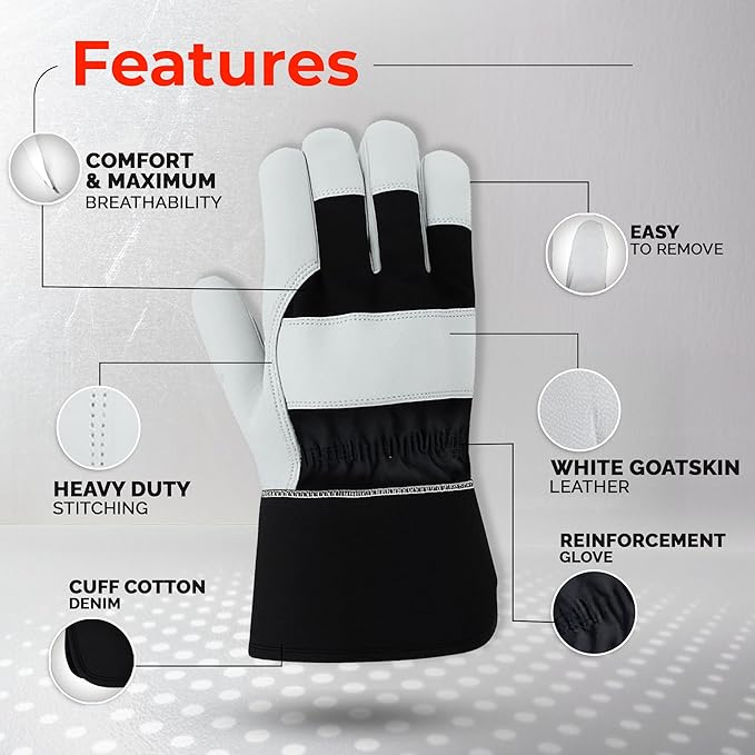 Daniel Smart All-purpose Goatskin Leather Work Gloves Protective hand gloves for maximum protection Durable & Comfort