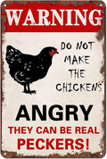 Funny Vintage Metal Chicken Coop Signs;Warning Do Not Make The Chickens Angry;for Farmhouse Gate Fence Wall Decor;Chicken Signs for Coop Funny Outdoor 8x12 In