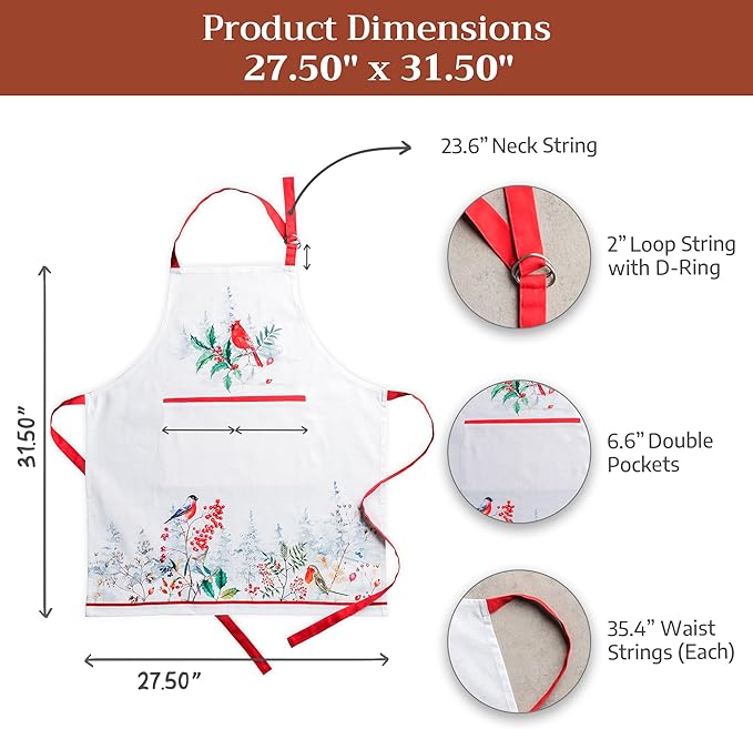 Maison d' Hermine 100% Cotton Apron for women with Pocket Kitchen Chef Apron for Men Cooking Easter Decorations
