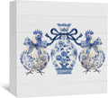 Blue And White Chinoiserie Chicken Wooden Signs,Grand Millenial Bow Blue Floral Chicken Home Decor Signs,Porcelain Chinoiserie Desk Decorations,Farmhouse Animal Office Kitchen Decor