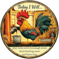 Chicken Signs Rooster Kitchen Round Wall Decor Today I Will Pray More Worry Less Metal Tin Sign Funny Chicken Coop Accessories Rooster Decor Home Garden Farm Yard Office 8 Inch