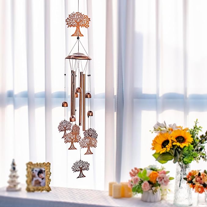 Tree of Life Wind Chimes Outdoor Tree of Life Gifts for Women Men Mom Gardening Birthday Gifts Metal Memorial WindChimes for Outside/Indoors, Lawn, Patio, Yard Art, Garden Decor, Yard Decorations