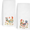 InnoBeta Chicken Gifts, Kitchen Towel 2 Pack with Funny Chicken Design, 16x24 in Microfiber Dish Tea Towel, Hand Towel, Chicken Farmhouse Decor Stuff Gifts for Chicken Lovers - White