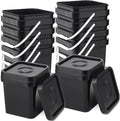 Suzile 10 Pcs Food Grade Square Bucket with Lid 1 Gallon Plastic Bucket 4.5L Utility Industrial Pail with Handle Container for Food Oil Tub Water Fishing Paint House Cleaning Car Washing (Black)