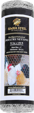 Chicken Wire 12 in x 150 FT x 1” Mesh x 20GA | Poultry Wire Netting | Hot Dipped Galvanized | Chicken Coop, Rabbit Cage, Fence Barrier (12 x 150 x 1)