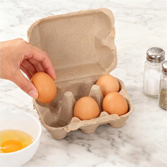 50 Pack Thick Shockproof Egg Cartons in Bulk, Half Dozen Paper Pulp Egg Crates for Home Farm Market Use
