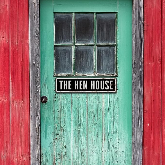 Rustic Farmhouse Style Chicken Coop Sign, Metal Outdoor Chicken House Signs, Retro Metal Tin Sign, Funny Farmhouse Decor, Cute Chicken Coop Decor, Backyard Hen House Gift 15.8x4 Inch
