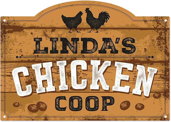 Personalized Chicken Coop Sign, Custom Name Farmhouse Backyard Décor For Sign, 10x14 Inches, Rust Free .040 Aluminum, Fade Resistant, Made in USA by Sigo Signs