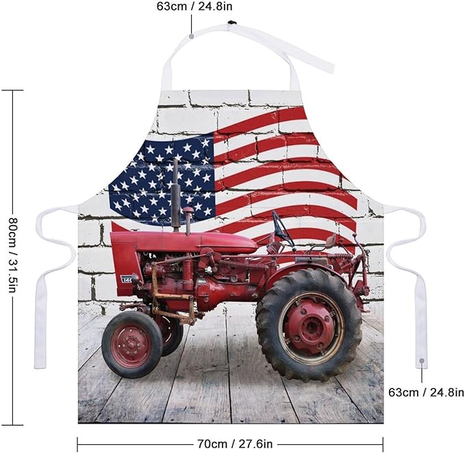 Vintage Watercolor Old Tractor Kitchen Apron, Oil Painting Western Farmhouse Harvest Farm Sunflower Tractor Apron