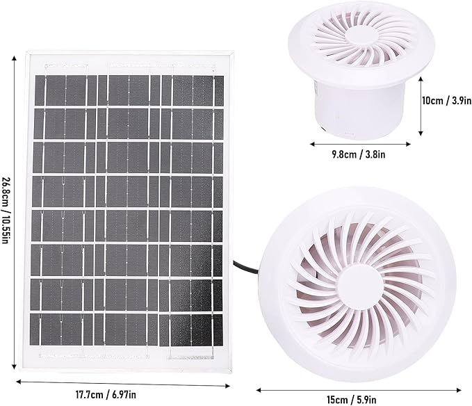 FILFEEL 6W Solar Powered Fan Kit for Greenhouses, Chicken Coops, and Pet Houses with Easy Solar Setup