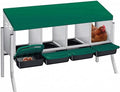 Chicken Nesting Boxes with Rollout Egg Collection – 4-Compartment Metal Hen Nest Box with Removable Trays, Slanted Roof & Ventilation, Wall Mount or Standing for Backyard Poultry Coop, Green