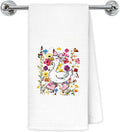 Floral Goose Kitchen Towels, Coquette Bow Silly Goose Hand Towels for Bathroom Kitchen, Funny Farm Animal Geese Decorative Dish Towels Drying Cloth, 16x24 Inch