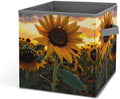 Farm Sunflower Storage Bins Cubes Fabric Cube Organizer with Handle Durable Storage Boxes Large Storage Baskets Foldable Cube Bins for Home Clothes Closet Organizers