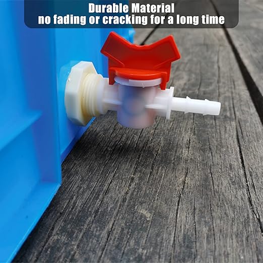 Rabbit Watering System Bucket Connector Kit to ID 5/16" Hose Include Bulkhead Fitting, Barb Ball Valve and Mesh Washe