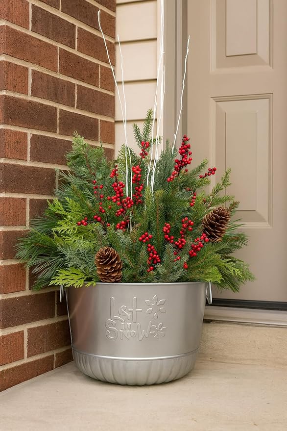 Behrens Galvanized Embossed Bushel Basket- Let it Snow (2 Bushels)
