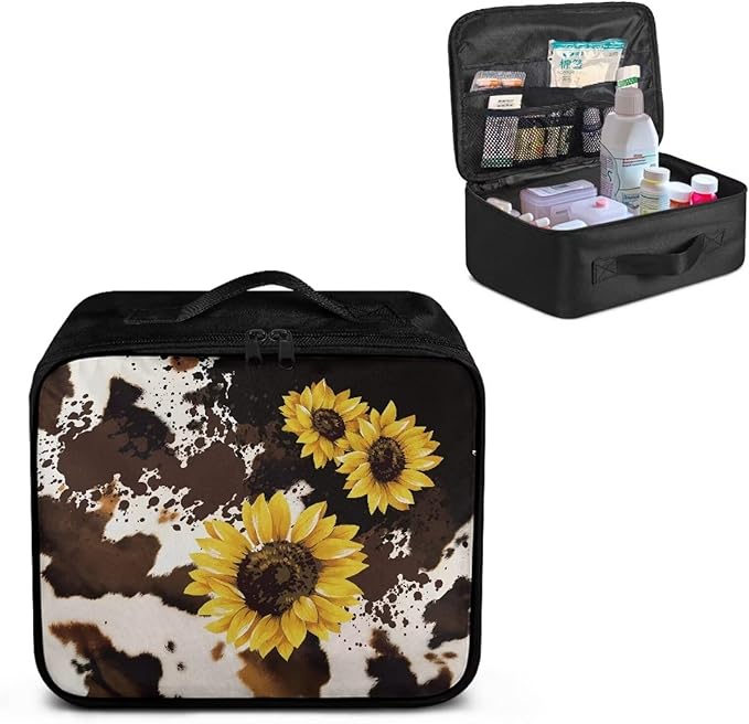 Rnyleeg Sunflower Empty First Aid Bag First Aid Kit for College Dorm Emergency Medical Kit for Home, Office, Car, Outdoor, Boat, Camping, Hiking Milk Cow Print