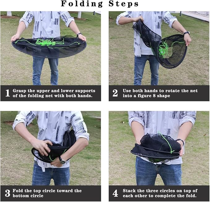 Drasry Fishing Net Trap for Bait Minnow Shrimp Crayfish Foldable Fish Crawdad Lobsters Cast Net Collapsible