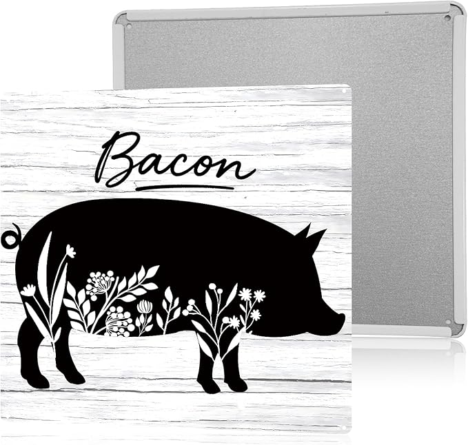 Country Kitchen Wall Decor Home Decor Farmhouse Rustic Pig Kitchen Sign Floral Decorations For Home Yard Patio 8×8 Inches Tin Sign