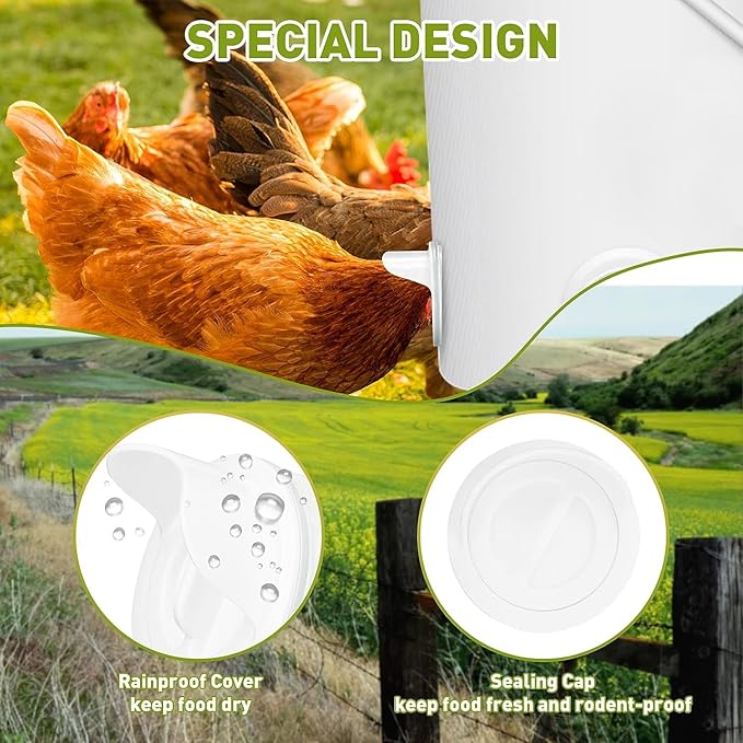 24 Pcs Chicken Feeder Kit and 24 Pcs Water Cup Kit, Gravity Poultry Waterer Cup and Poultry Feeder Port Set with Hole Saw and Sealing Tape, Chicken Feeder No Waste for Duck Bird Quail