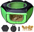 Chicken Brooder Box for Chick Starter Kit Upgrade Three-Sided Mesh Window Brooder Box for Chicks, Pop-Up Brooder Pen, Tent Up to 15 Chick, Duck and Quail (Green)