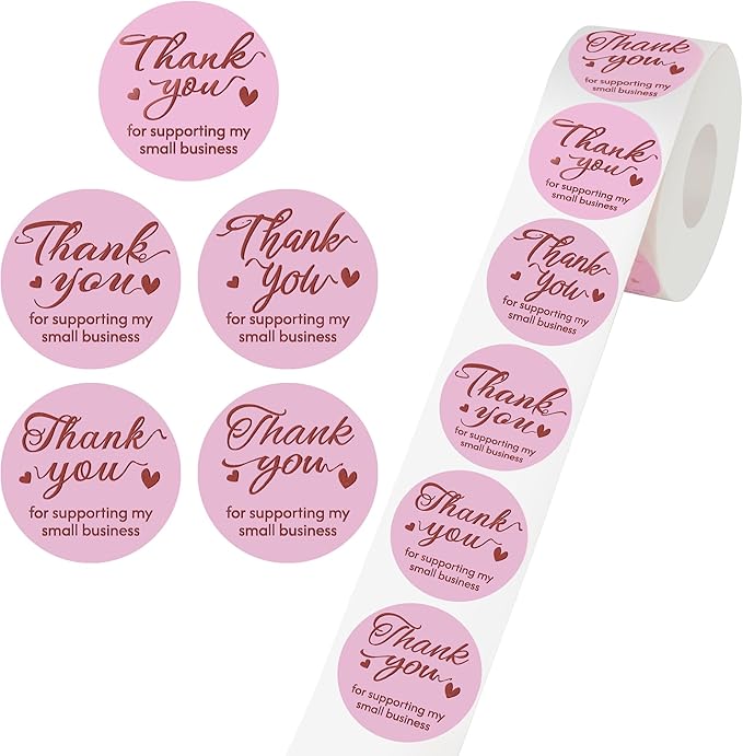 600 Pcs Thank You Stickers for Small Business, 1.5 Inches Self-Adhesive Elegant Round Seal for Envelopes, Party Favor