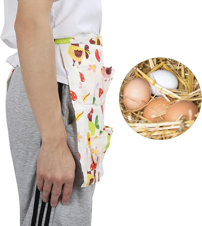 Premium Farmhouse Egg Collecting Apron,Heavy Duty Cotton Twill with Secure Pockets Ideal for Chicken Coop Management and Culinary Enthusiasts
