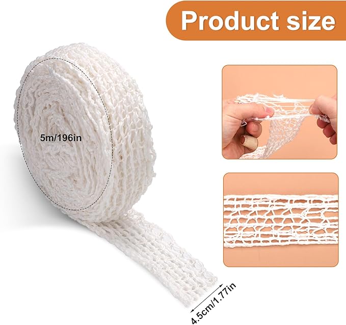 5m Meat Netting Roll, Size 16, Elastic Ham Netting Smoked Meat Poultry Ham Netting Beef Netting Precut Butcher Twine Netting for Meat Cooking Meat Sausage Making