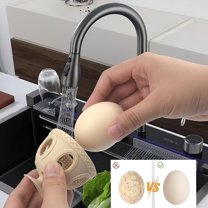 Egg Washer for Fresh Eggs 2PCS, Silicone Egg Wash and Scrub Brushes, Reusable Tools for Cleaning Fresh Eggs, Ideal for Backyard Chicken Owners, Homesteaders, and Egg Collectors(Complexion)