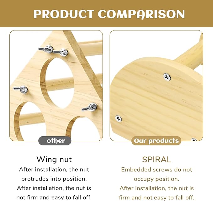Chicken Perch with Mirror, Strong Pine Wooden Chick Perch Toys for Coop and Brooder for Birds, Baby Chicks, Hens