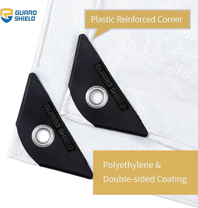 GUARD SHIELD Tarp White 8x10 Feet Multi Purpose Waterproof Poly Tarp Cover 5mil