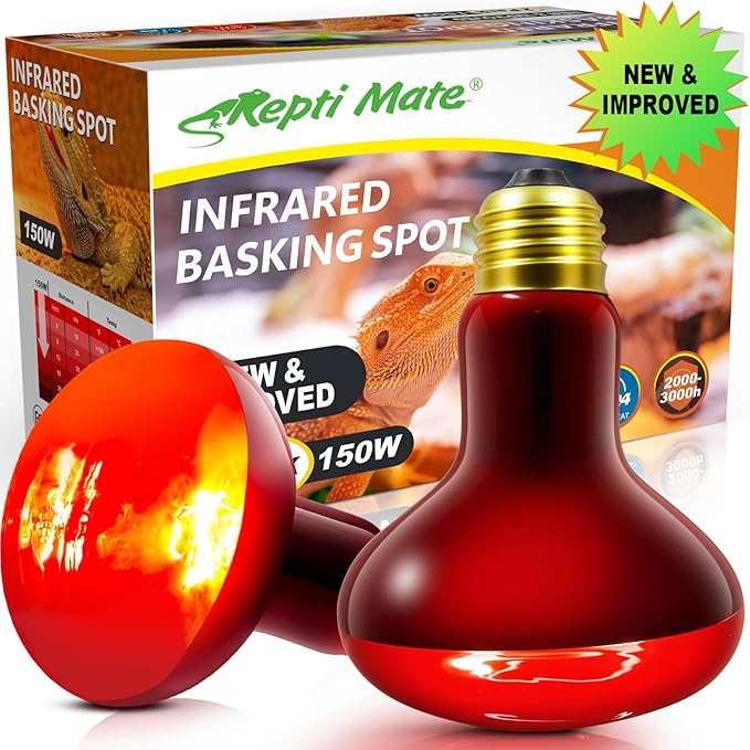 2Pack Infrared Heat Lamp Bulbs, 150W Reptile Heat Emitter Infrared Basking Spot Light, Red Heat Lamp for Chickens Coop Reptile Pets Brooder Use