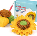 Totiro Crochet Kit for Beginners, Sunflower Amigurumi Starter Kit, Easy DIY Craft Set with Step-by-Step Video Tutorials, Flower Crochet Pattern Learning Kit for Teens Adults Birthday Gift with Lanyard