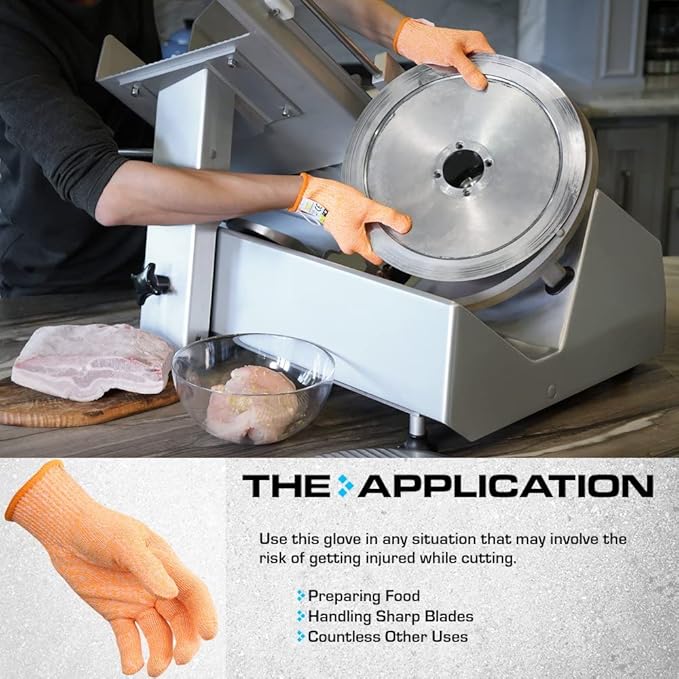 Glove Station Ultra Durable Series Cut Resistant Gloves - Cutting Gloves for Chefs, BBQ and Cooking - Level 5 Protection, Food Grade Safe Cut - Orange, Medium Size