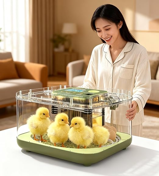 Ovatt 12-Egg Incubator with LED Display, Automatic Temperature and Humidity Control, and Automatic Egg Turner for Chicken, Duck, Quail, and Goose Eggs—Ideal for Home and Small Farms