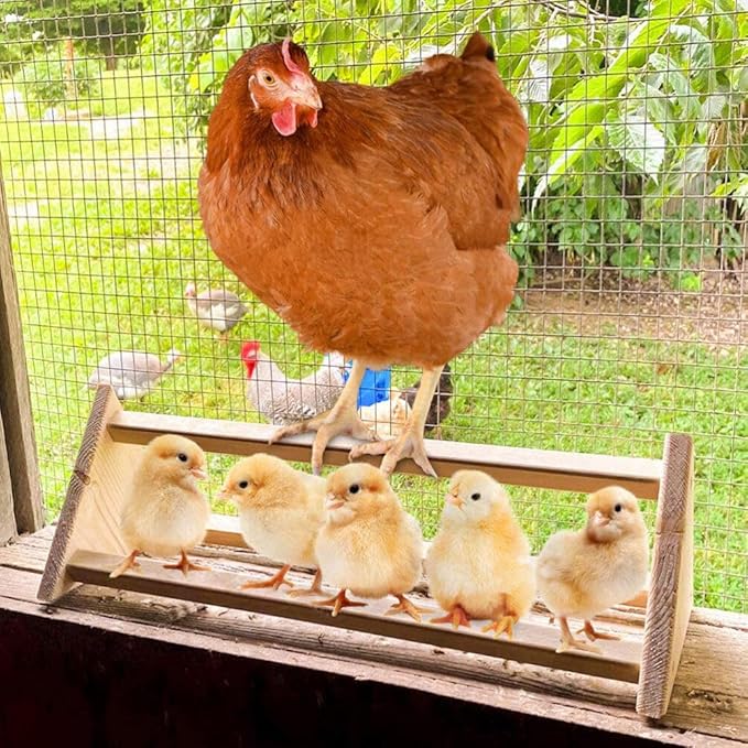 POPETPOP Chicken Perch - Wooden Chicken Roosting Bar Bird Perch Coop Accessories Chick Stand Trainning Toy Coop Toys for Hens Chicks Birds