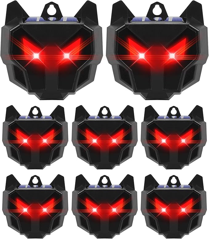 8 Pack Coyote Deterrent & Racoon Repellent Outdoor, Solar Nocturnal Animal Repeller with Predator Lights for Chicken Coop, Yard & Garden, Waterproof Coyote, Raccoon, Skunk, Deer & Hawk Deterrent