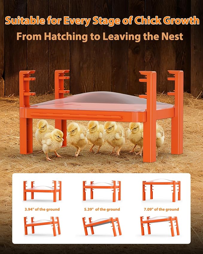 Chick Brooder Box Heat Plate,Chicken Coop Heater with Temperature Sensor - Heating Panel for Baby Chicks - Chickens Warmer for Winter - Radiant Heaters Brooding for Outdoor Poultry (Orange)