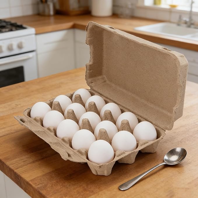 KEILEOHO 15 Pack Eggs Cartons Bulk, Blank Natural Pulp Egg Cartons Holds 15 Eggs, 3x5 Style Egg Storage Containers Holder