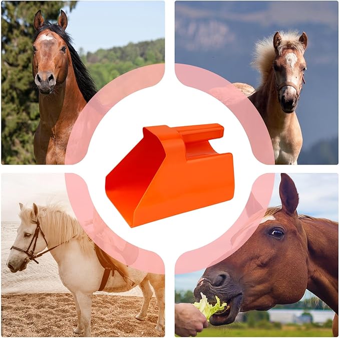 Feed Scoop – Livestock Grain Transfer Shovel, Stackable Large Measuring Scoop, Ergonomic Handle Design, Heavy-Duty Farm Feeding Tool, Premium Animal Feeding Supplies for Horses, Goats, Sheep
