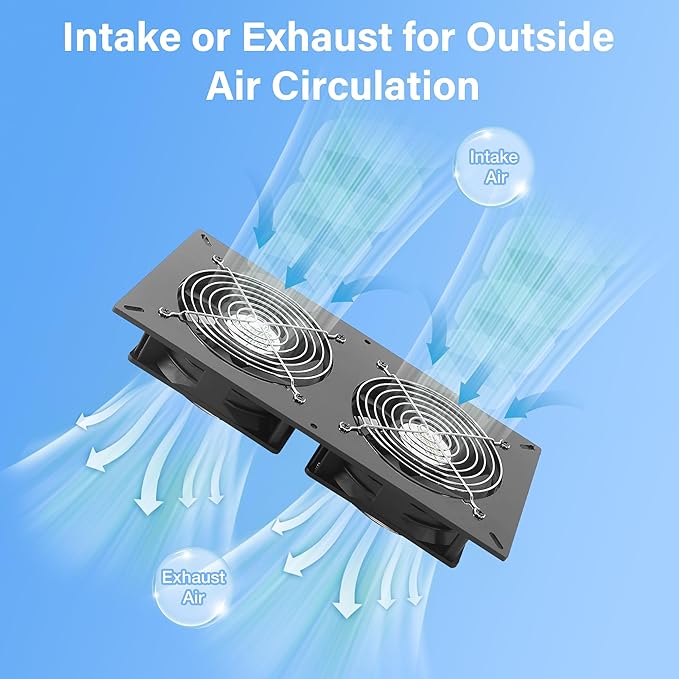Solar 2 Fan Kit, Waterproofed Solar Powered Fans for Outdoor Chicken Coop, Greenhouse & Shed Intake or Exhaust Air