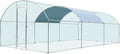Large Metal Chicken Coop for 30-35 Chickens, Portable, Walk-in Chicken Run, Chicken Pen Outdoor W/Cover, Waterproof & Anti-UV, 19.7' D x 9.8' W x 6.4' H, Wire Mesh Poultry Cage for Yard