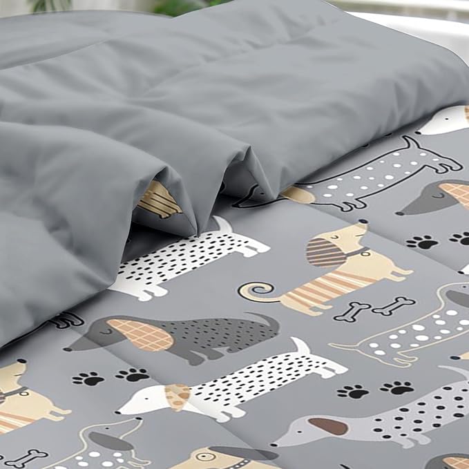 Comforter Set King Size, Cute Dog 7 Pcs Bedding for Kids and Adults, Animal Nursery Pet Bed Sheet Sets with Fitted Sheet 2 Pillowcases & 2 Shams for Bedroom Bed Decor