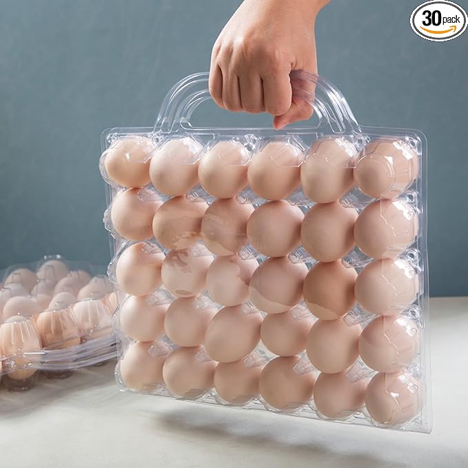 30 Piece Portable Transparent Egg Cartons Plastic Egg Container Specification 5×6 30 Piece Plastic egg Paper Box Suitable For Farm Egg Carton (5x6 30 portable bulk egg cartons, 30 pieces)
