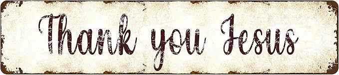Jesus Tin Sign Wall Art - 4x16 Inch Rust-Resistant Religious Decor, Inspirational Catholic Christian Gifts for Home/Church/Office - Indoor/Outdoor Spiritual Art