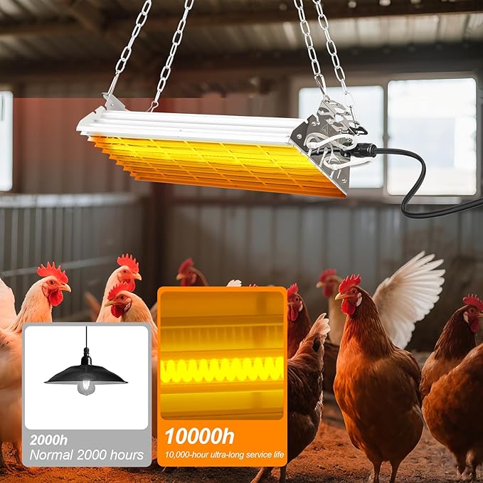 Large Heat Lamp for Chicken Coop, 400 Watts Carbon Fiber Chicken coop Heater, Adjust 2 Mode Temp&Hanging Height, Waterproof,Indoor & Outdoor Heater,For Cow,Sheep,Livestock,size:16.3x5.31x3inch (400W)