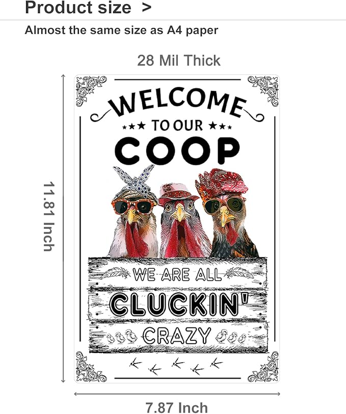 ALKB Funny Farmhouse Decor for Chicken Coop Accessories Welcome to Our Coop - Chicken Gifts for Chicken Owners