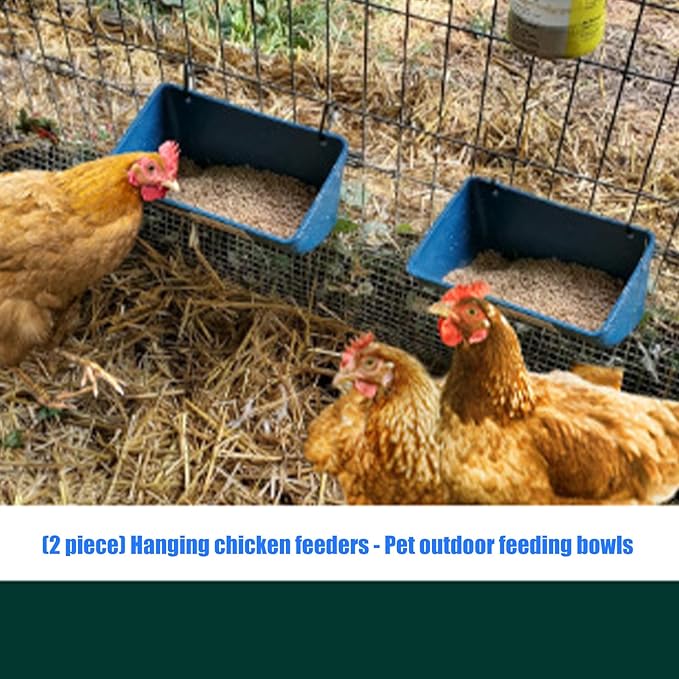 Pack of 2 Poultry Feeders Hanging Design Low Waste Technology Easy to Fence Feeder Waterer Bowl for Farm Coops Hanging Chicken Feeder